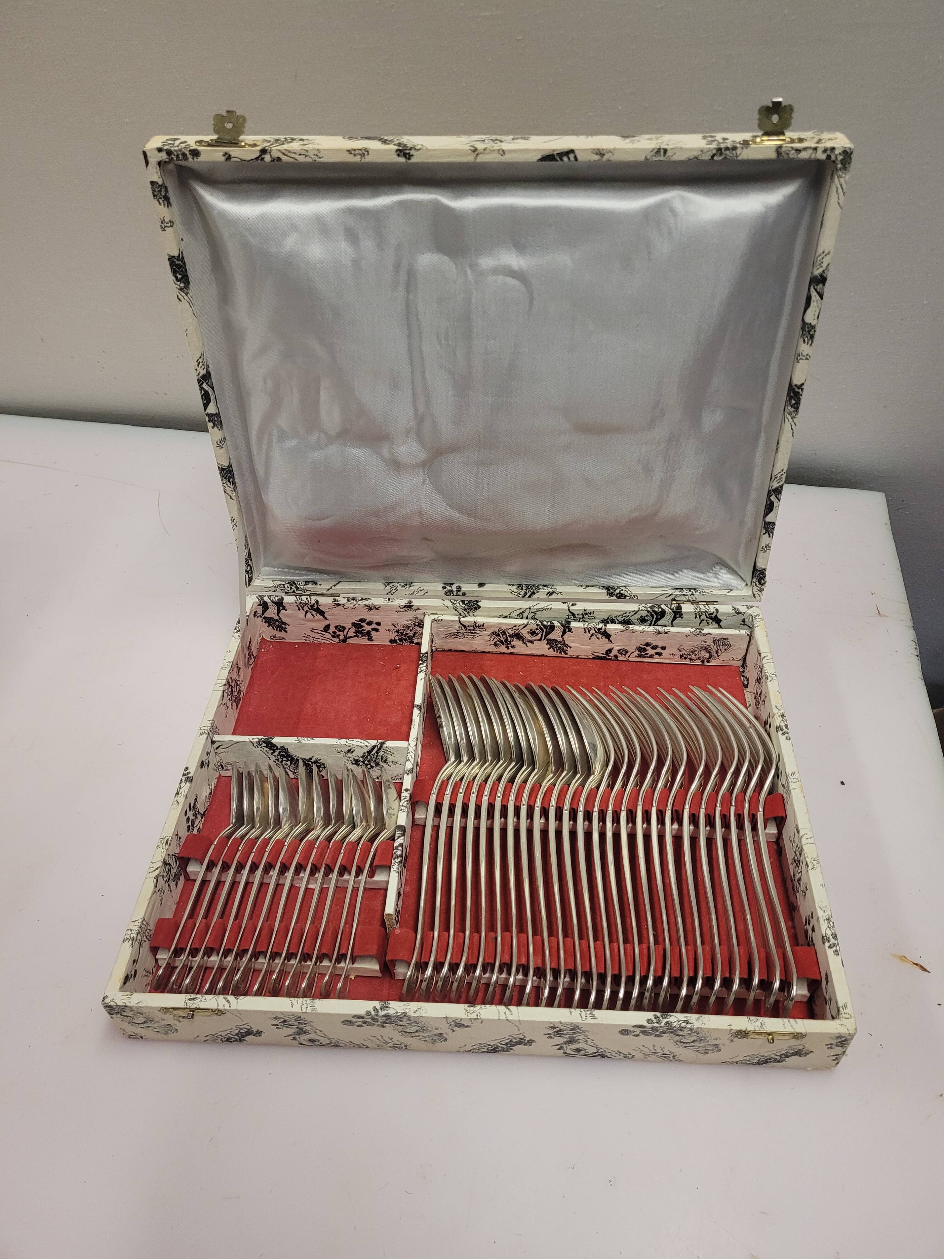 Christofle cutlery set in silver metal 36 pieces with its box