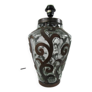 Lampe de salon, fer forgé et verre soufflé