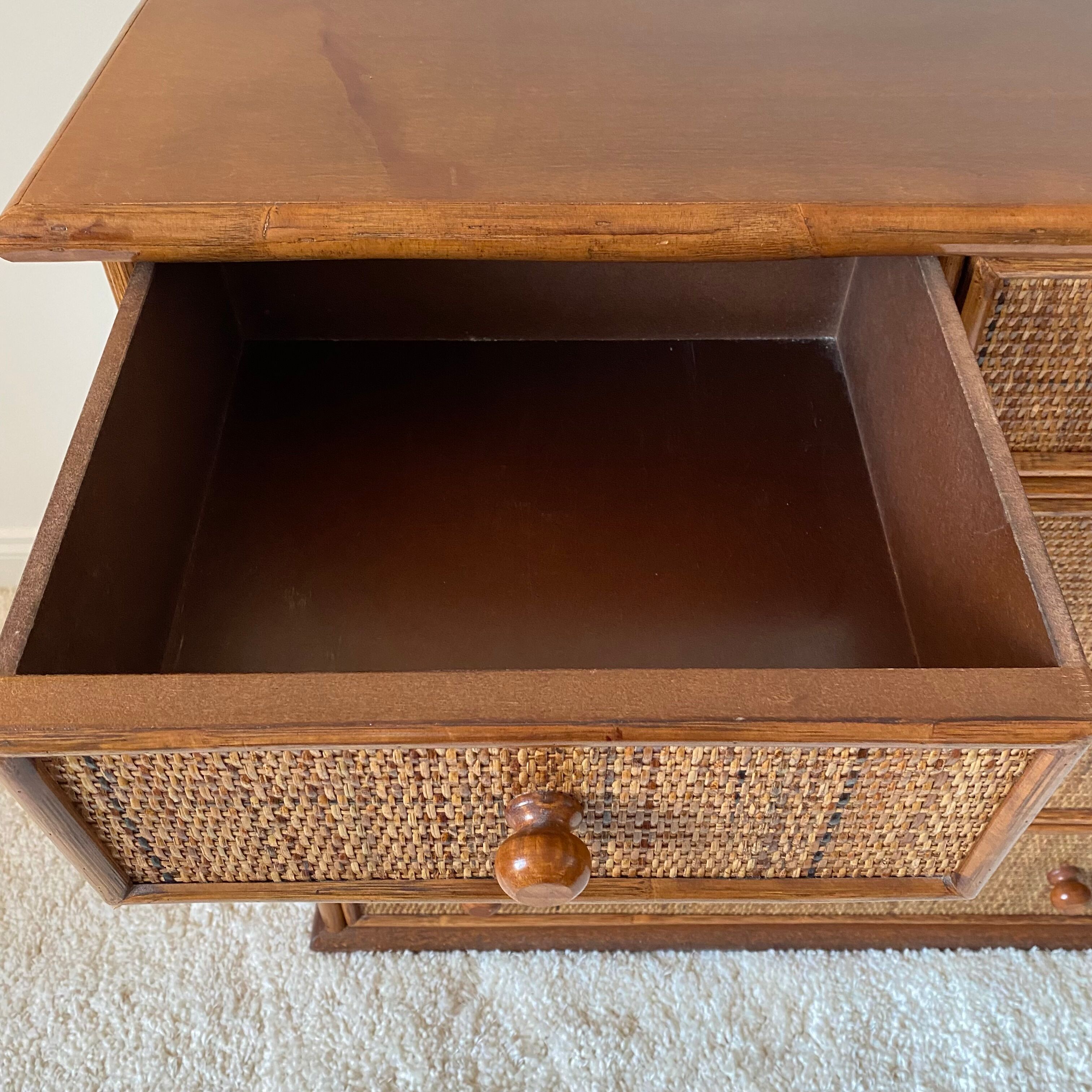 Vintage rattan chest of drawers