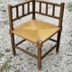 Fauteuil d'angle paillé bois tourné