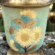 Cloisonne Brass champagne bucket with sunflower relief decoration