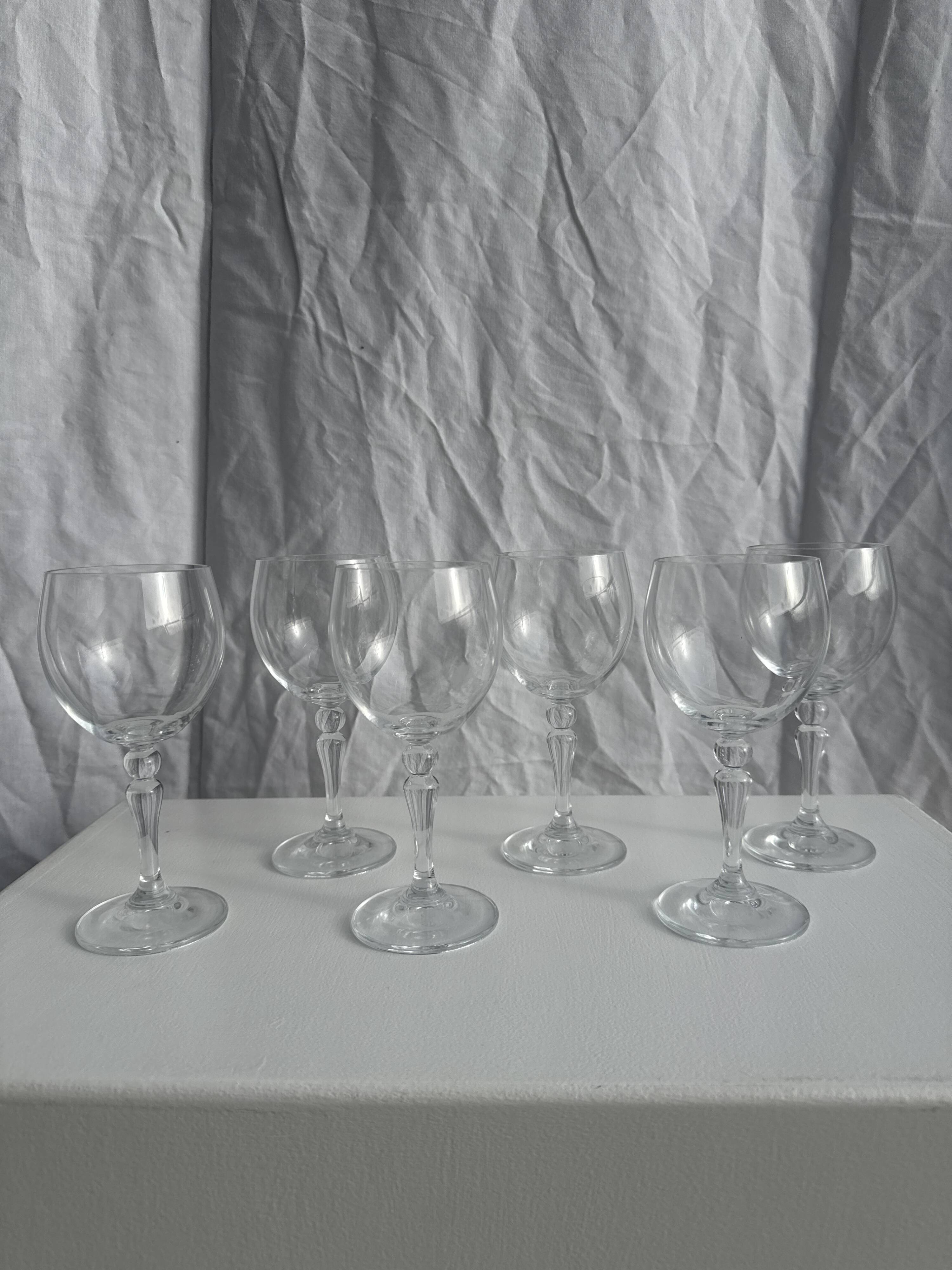Set of 6 vintage ball-shaped stemmed glasses