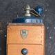 Peugeot Freres coffee grinder in wood and vintage blue metal