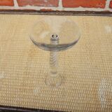 Old twisted transparent glass candlestick