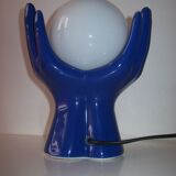 Vintage hand lamp in ceramic and opaline