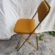 Old folding chair lafuma metal gold with fabric yellow stripes vintage