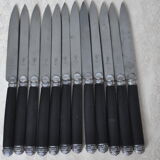 12 Antique silver ebony dessert knives