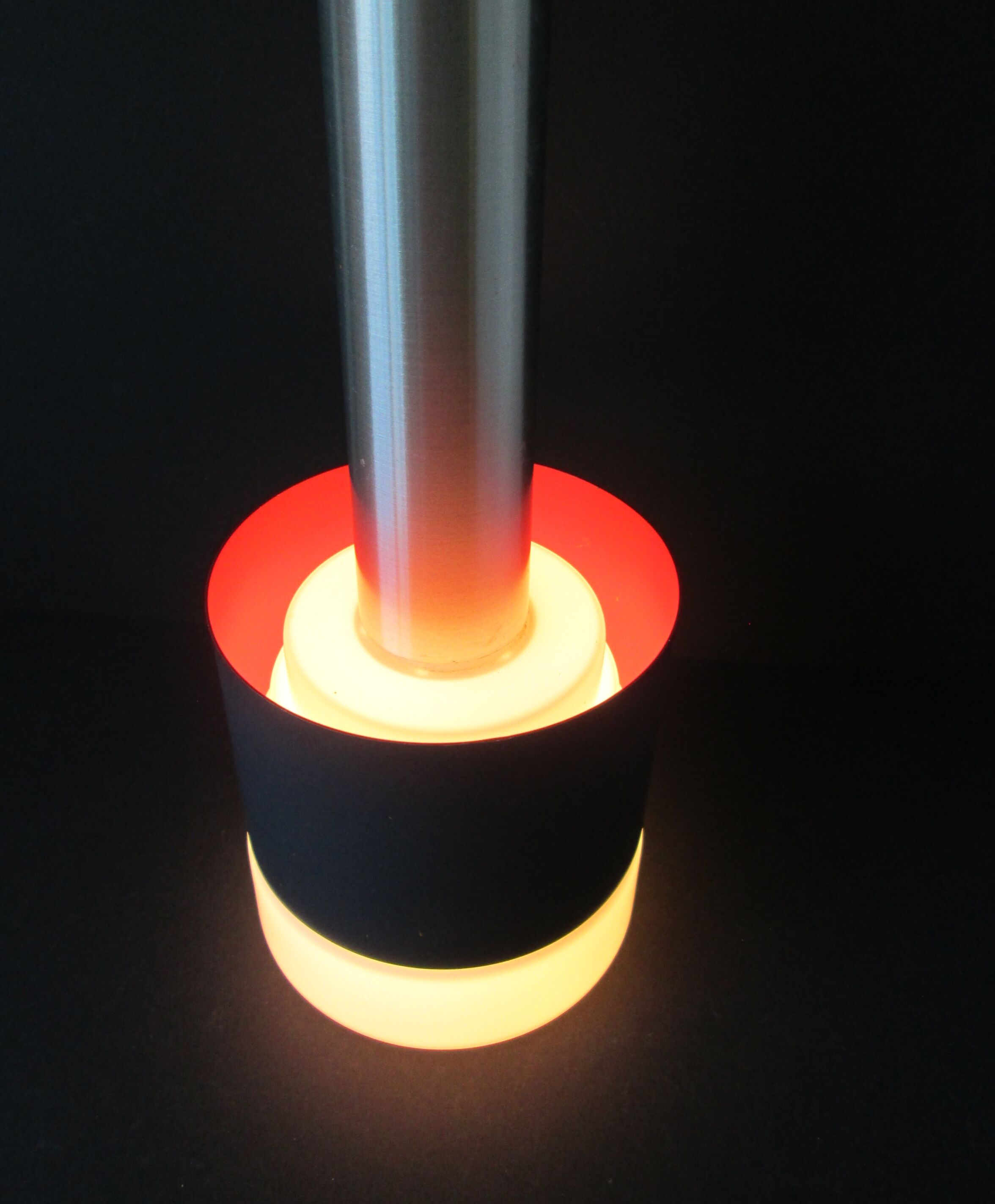 Danish Mid-century vintage hanging ceiling lamp classic lines, white opaline shade