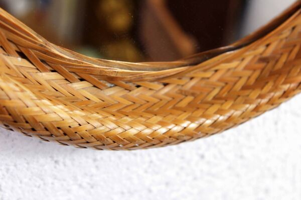 Miroir vintage en osier
