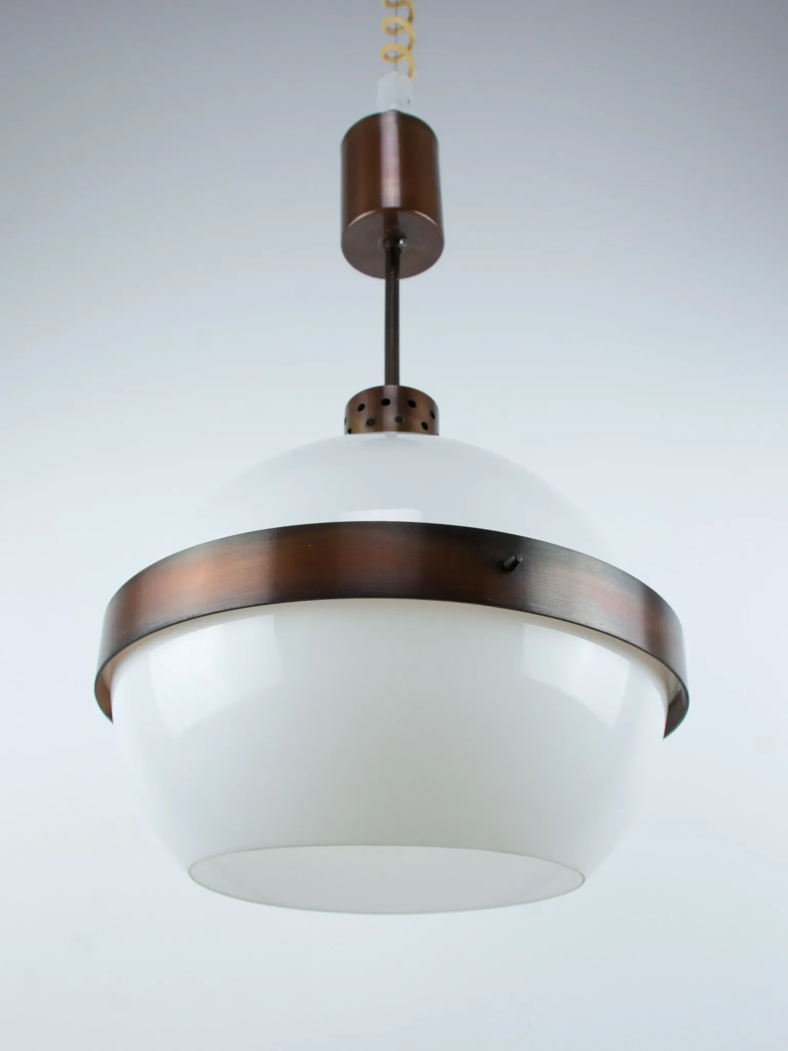 UFO Pendant Light – Vintage Space Age Acrylic Hanging Lamp, Copper/Bronze B