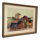 Oil on Canvas –“Rural Landscape with Barns” by Gustav‑Adolf Johansson