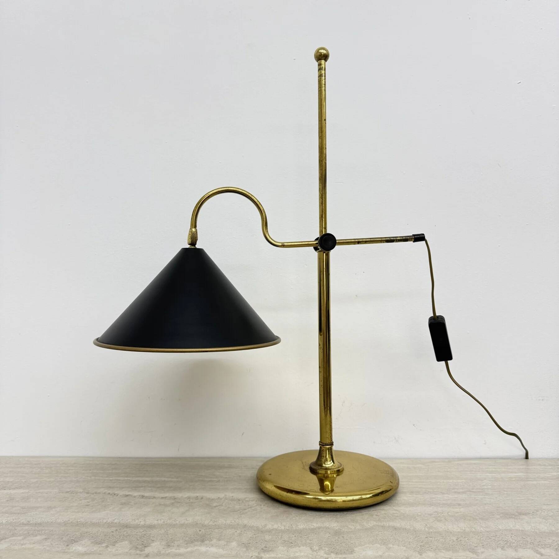 Mid-century adjustable brass desk lamp, 1970s