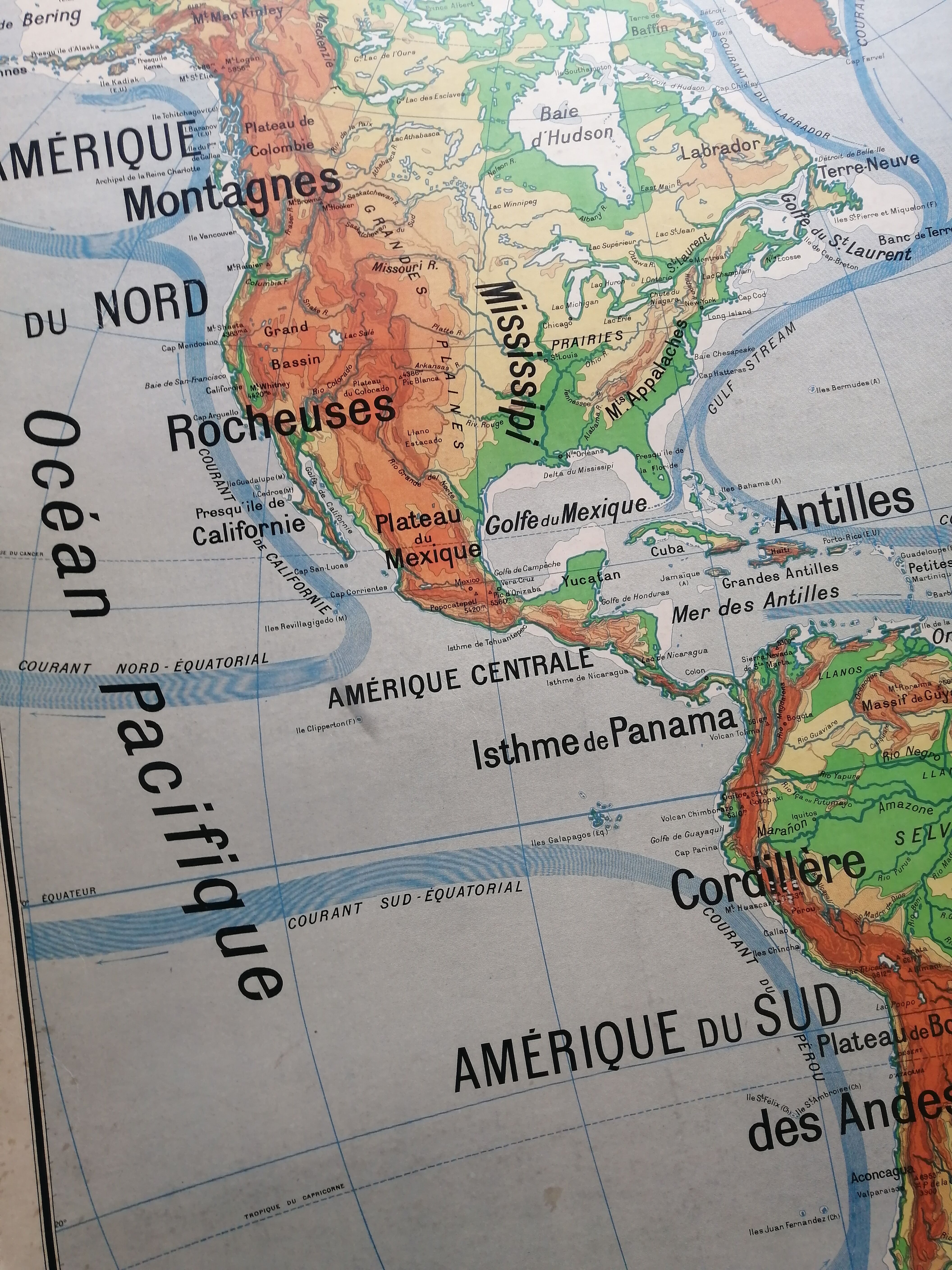 Vintage school map Lablache American Continent - USA