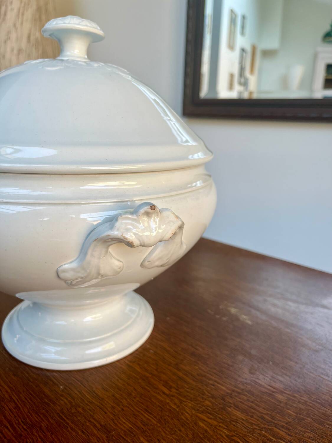 Antique white earthenware soup tureen – Lunéville