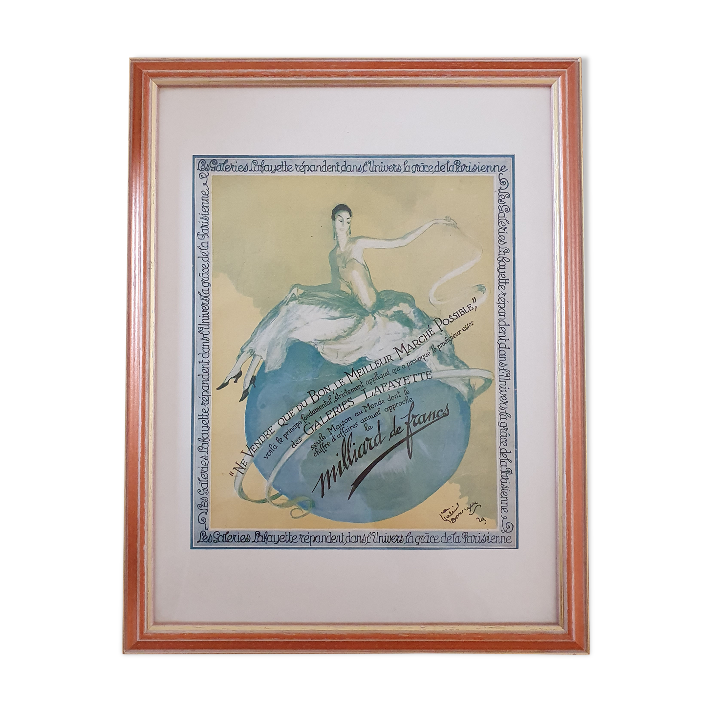 Framed poster galeries lafayette vintage frame gilded wood 44 x 34