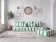 Emerald striped Moroccan living room set with pouf.