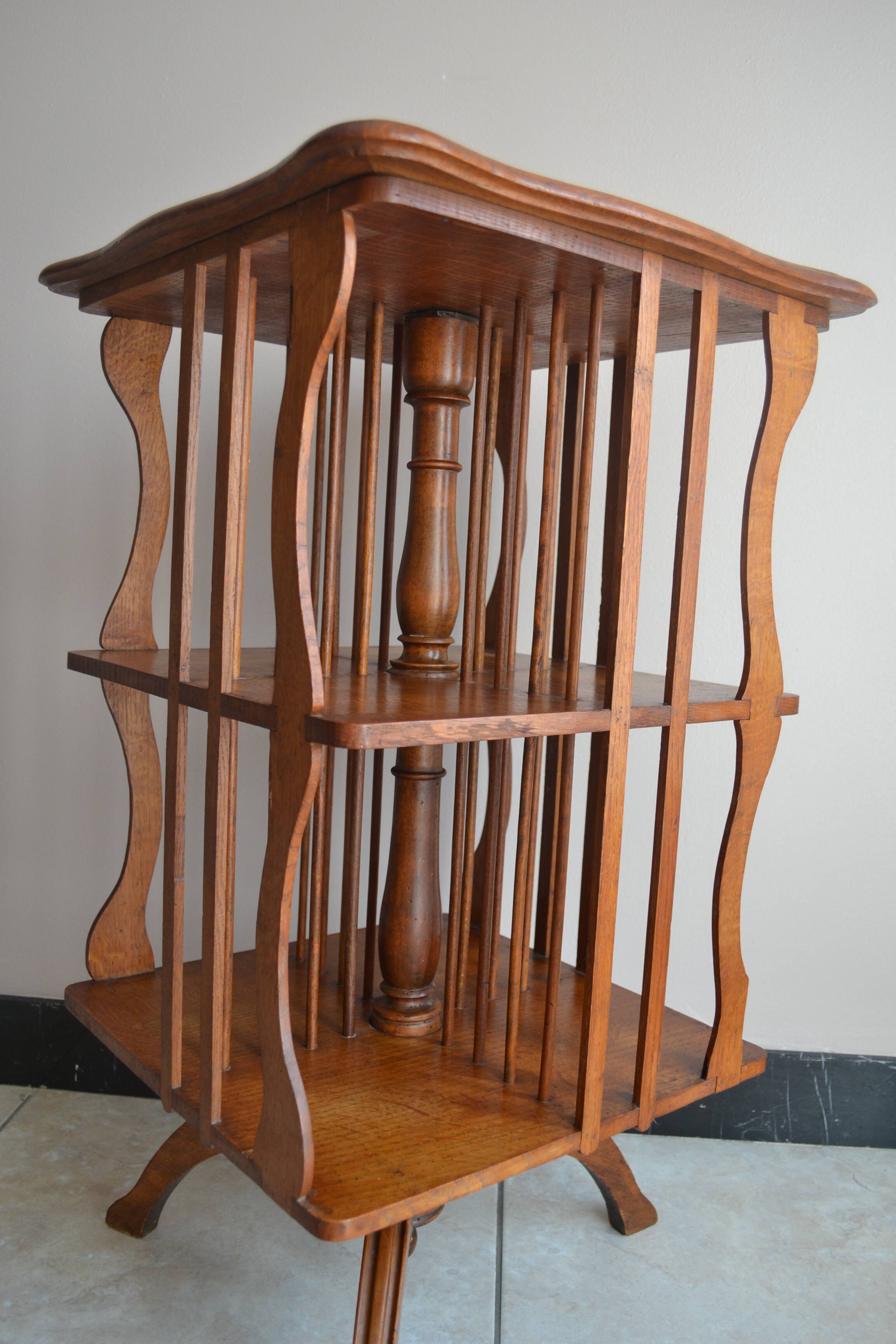 Antique Solid Wood Revolving Bookcase