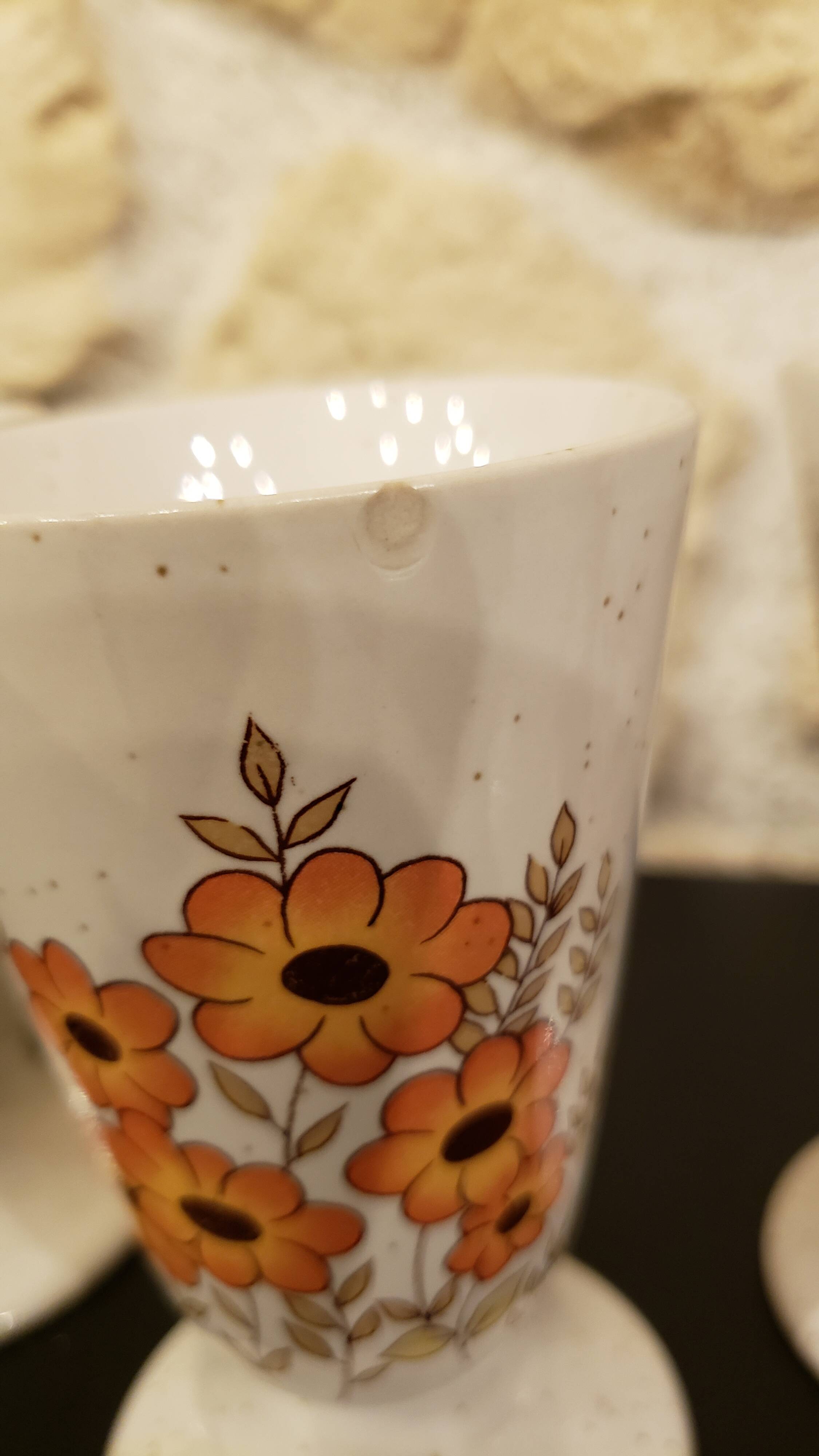 Set of 5 vintage floral art mazagrans