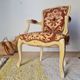 Louis XV style cabriolet armchair - floral velvet seat