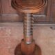 Vintage column, press screw column, wooden saddle, turned wooden foot