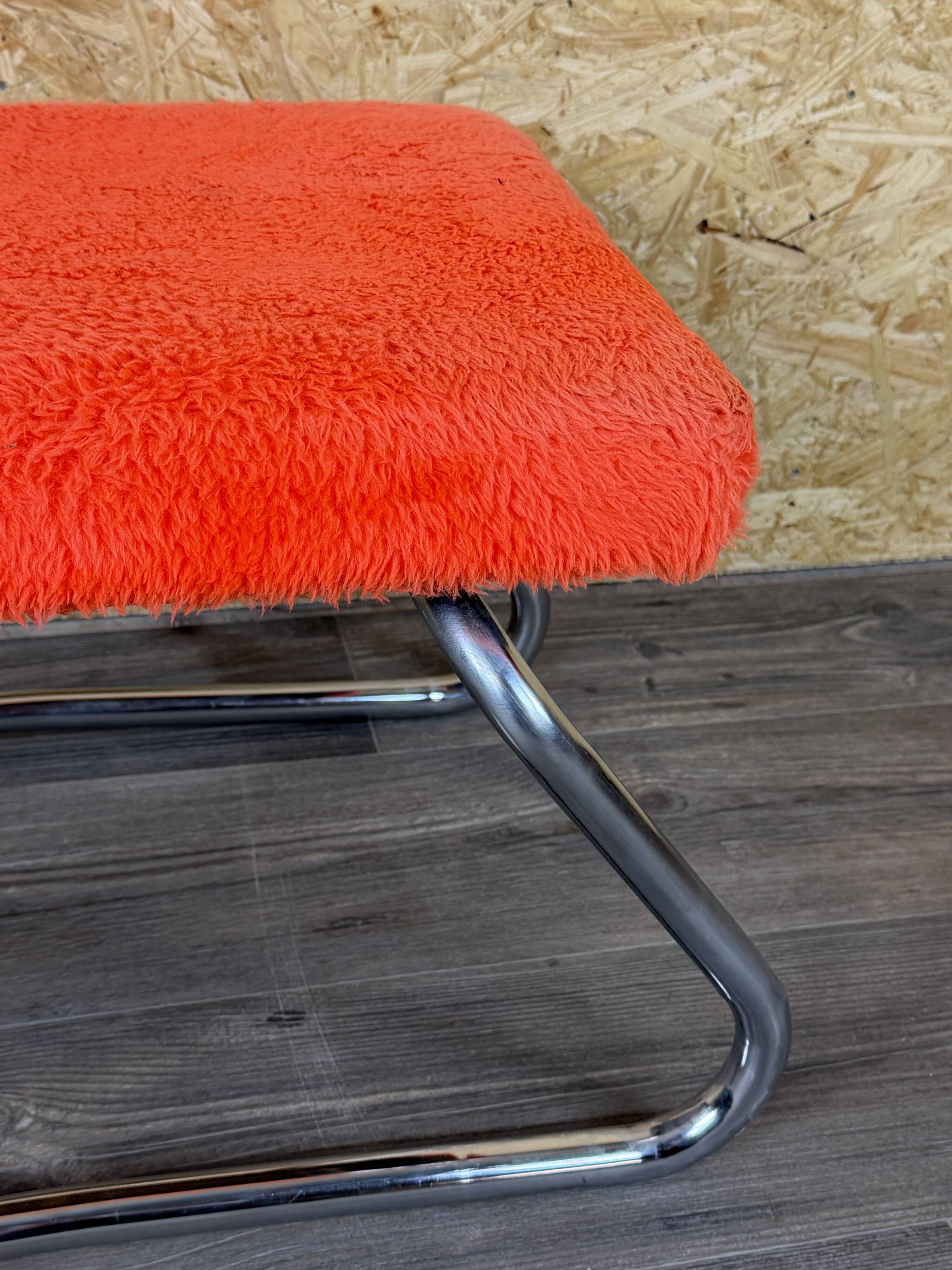1960s 1970s Ottoman Footstool with Ladder Space Age Orange