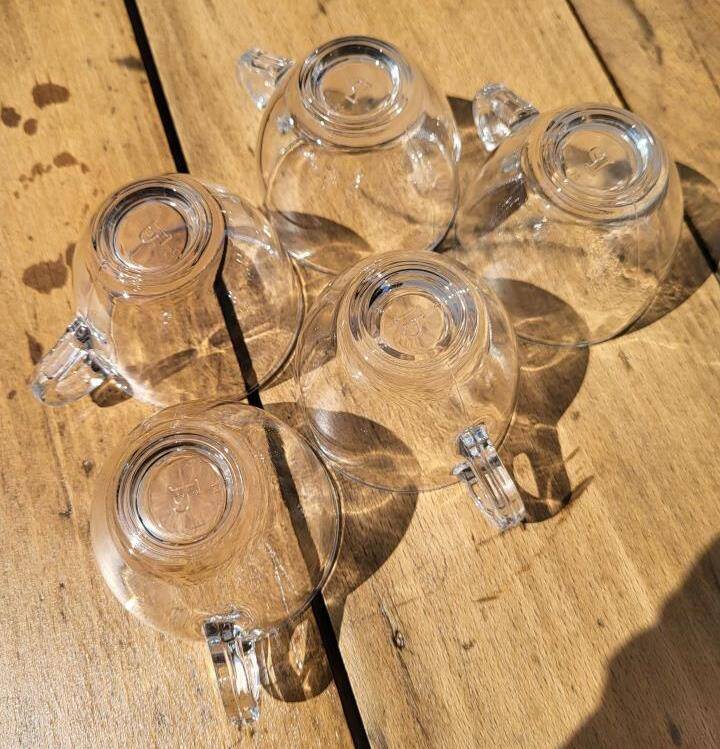 Quintet transparent glass coffee cups