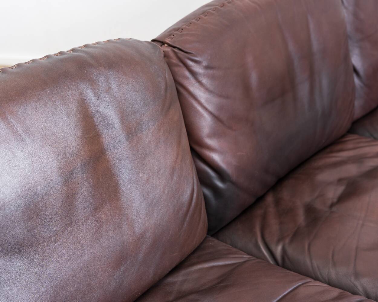 Brown leather 3-seater sofa by Sede, model DS 31, vintage 1960s.