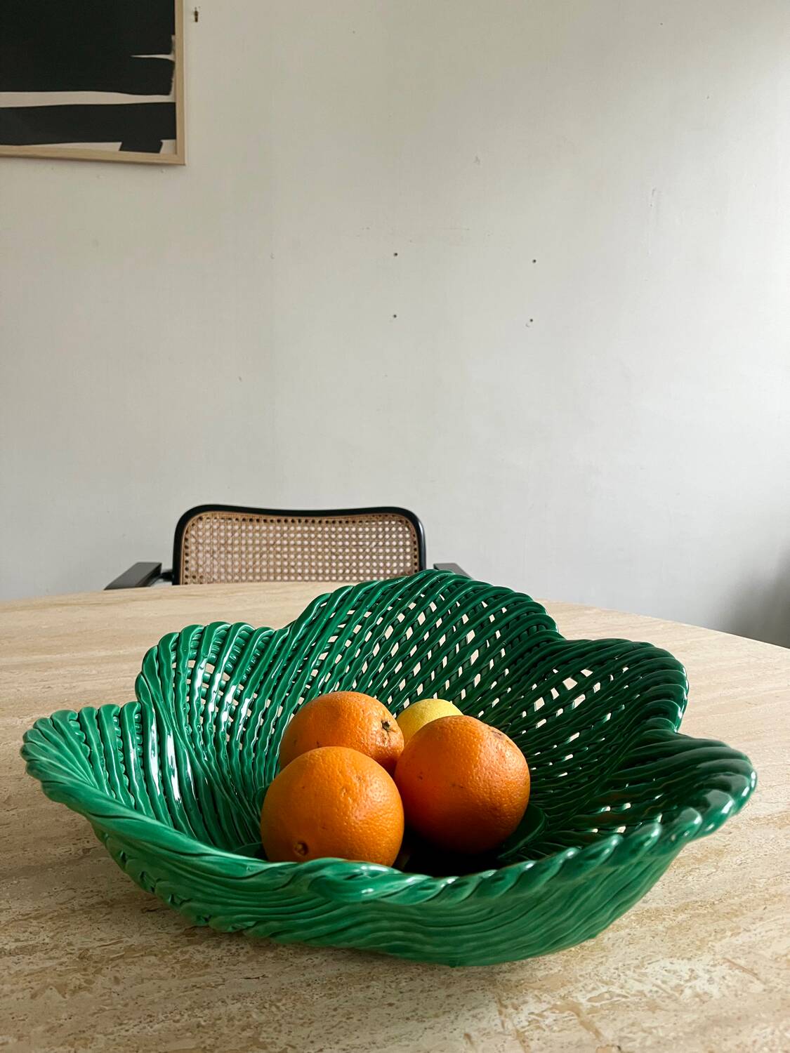 Corbeille à fruits céramique tressée verte