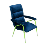 armchair velvet blue metal green 60s vintage modern