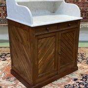 Toilet furniture in pitch pine and marble top - 30s