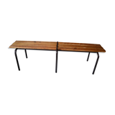 Banc d'école années 70 bois métal