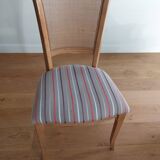 Lot de 6 chaises en bois et assise en tissu