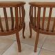 2 Colonial armchairs in natural solid wood with cane seats