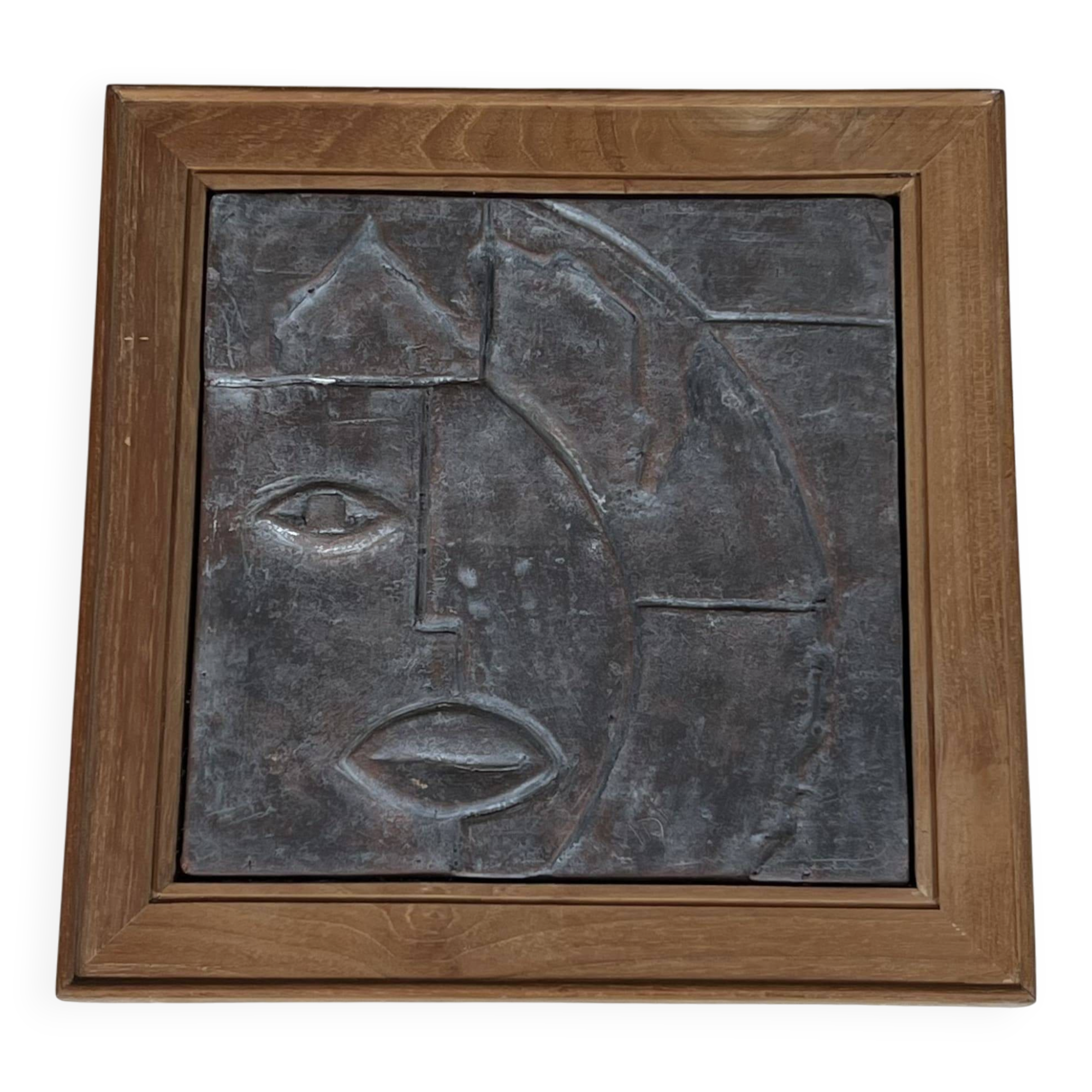 Modernist Ceramic Table with Cubist Decoration, 1970s.