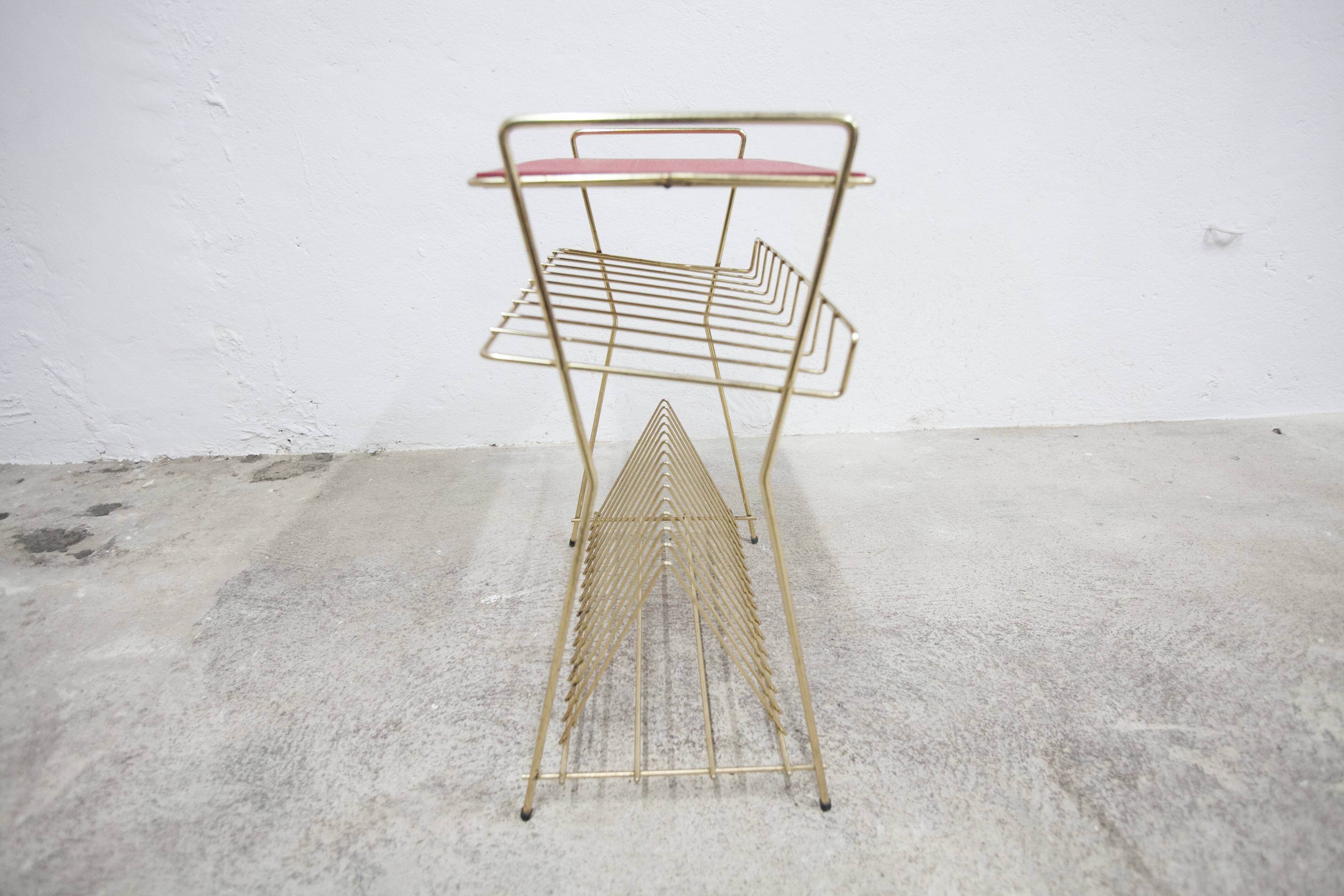 Red vinyl and golden brass server 1960