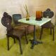Duo of carved wooden chairs