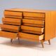 Vintage Czech chest of drawers U-453 by Jiří Jiroutek, 1960s, oak veneer, 110 × 45 × 77 cm