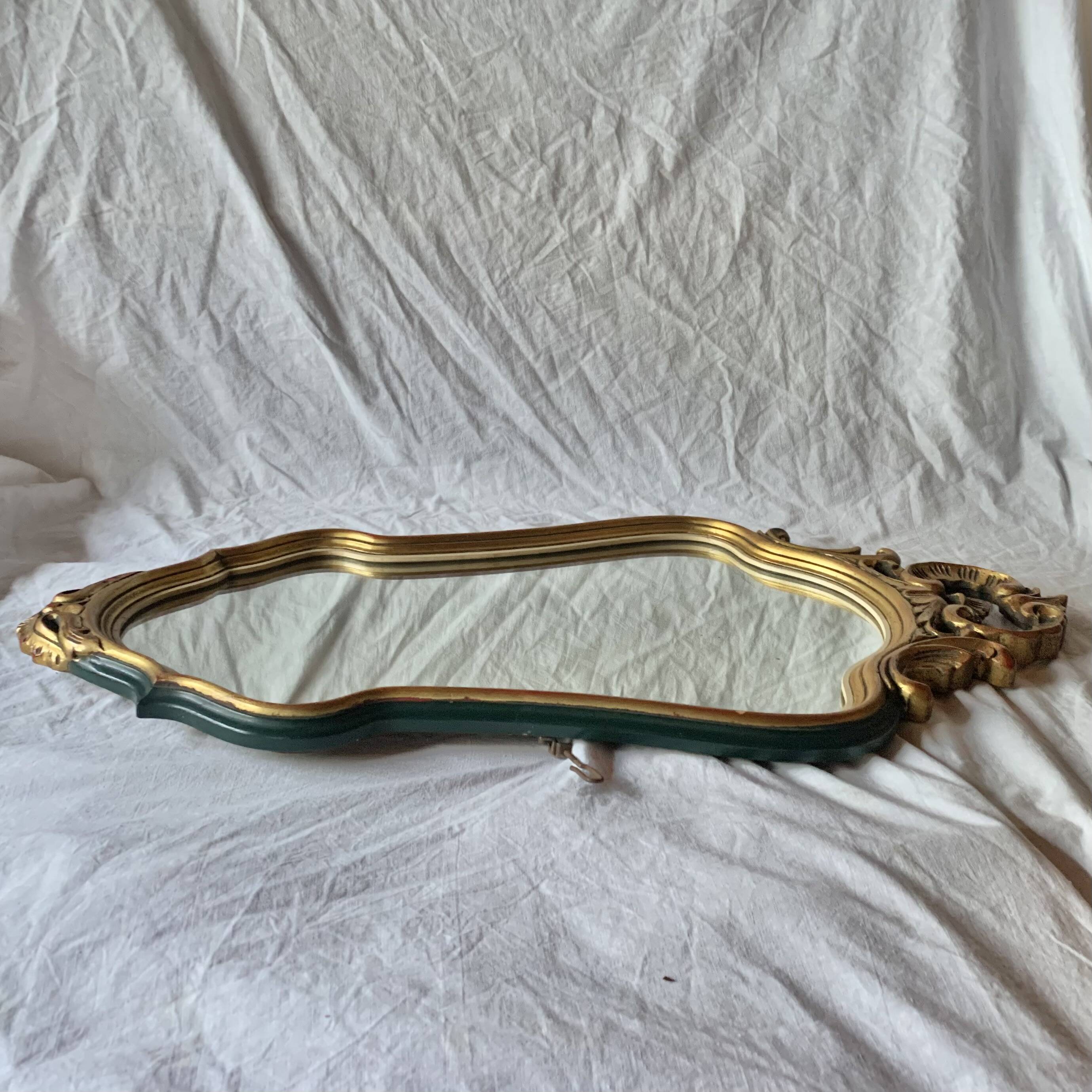 Antique carved gilded wooden mirror - 44 x 82 cm