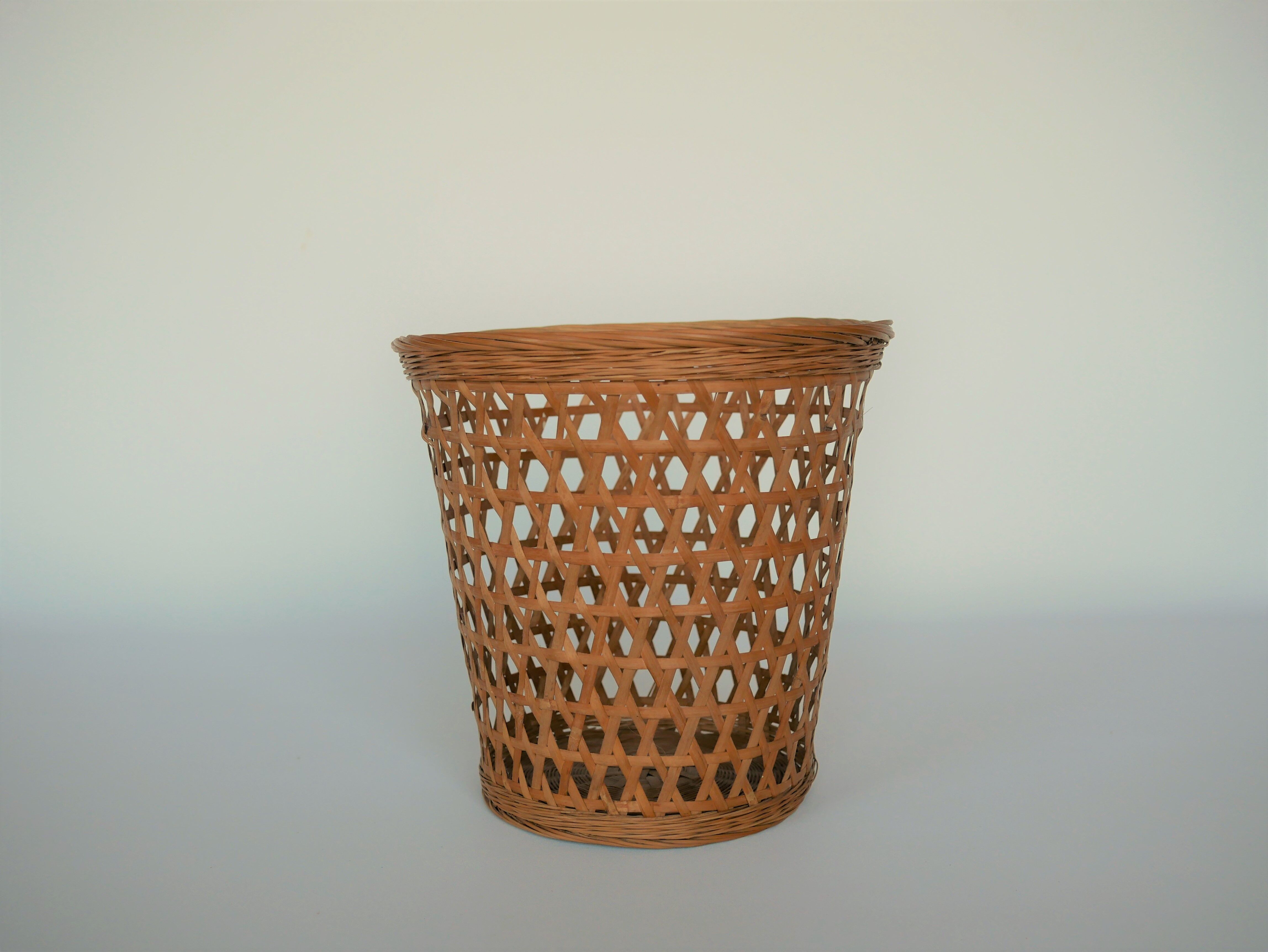 Vintage paper basket in rattan