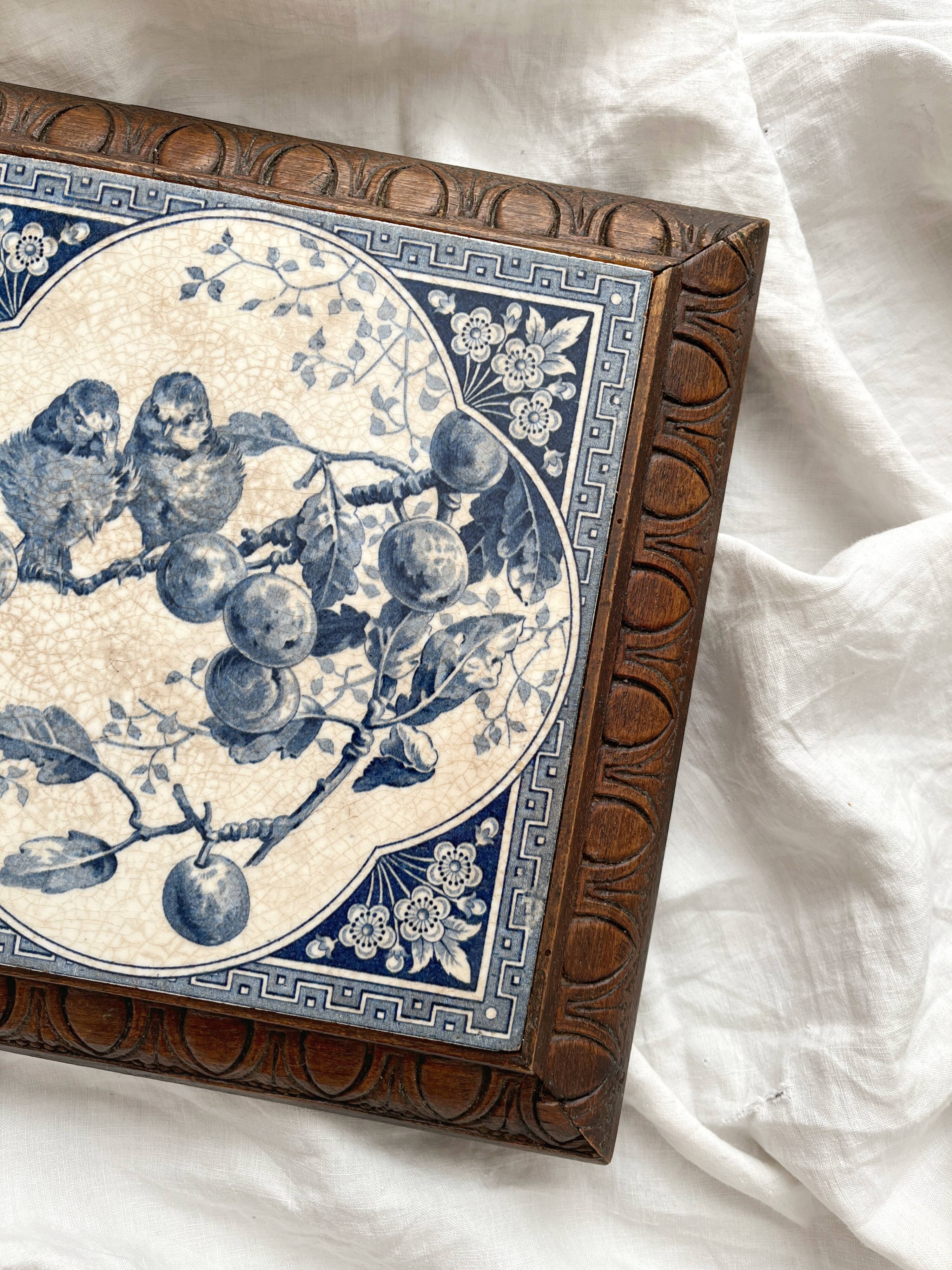 Gien birds iron earthenware trivet