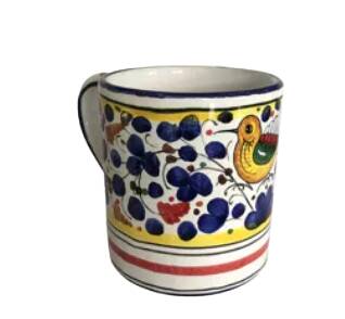Navy blue flower bird mug