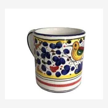 Mug oiseau fleurs bleu marine