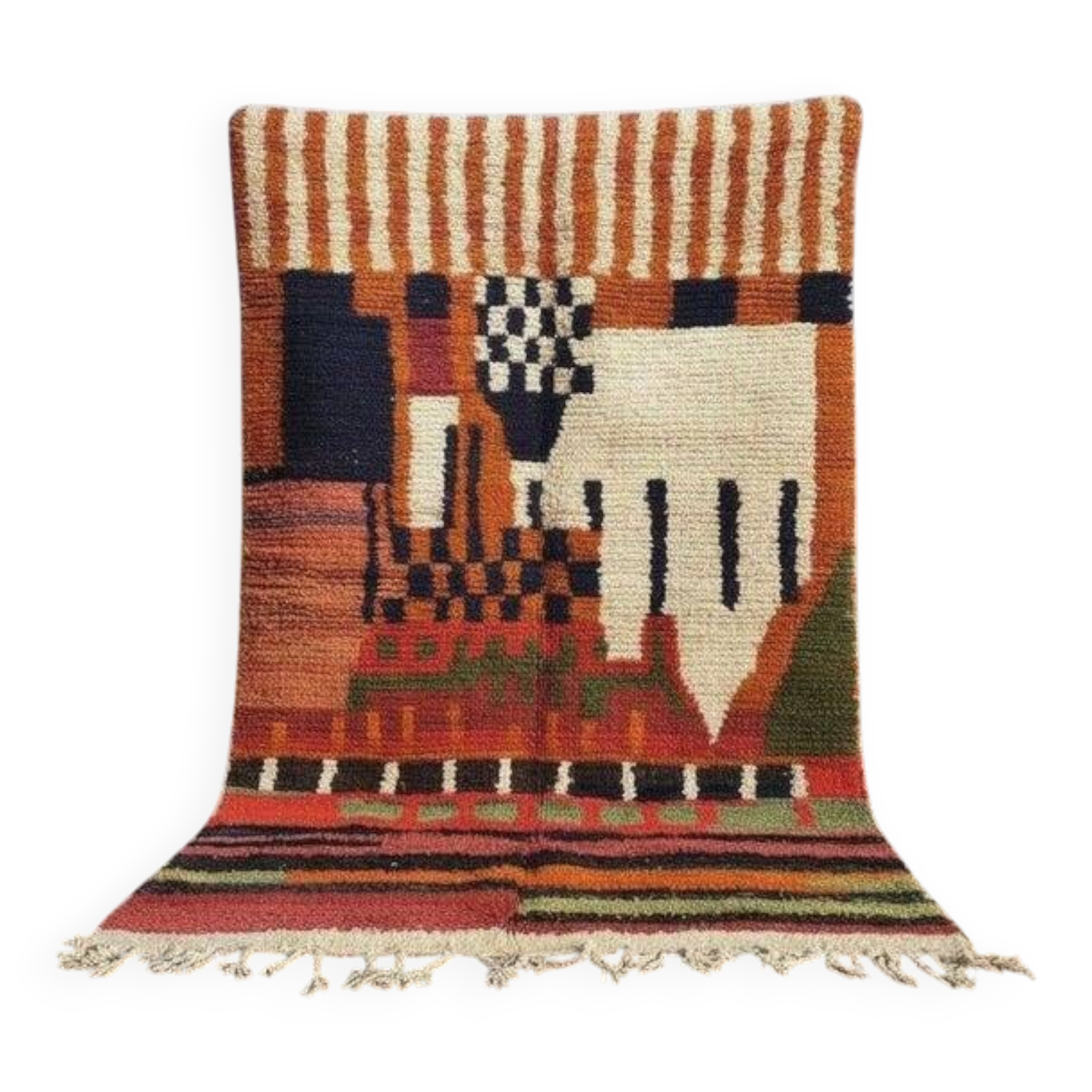 Multicoloured Moroccan Berber rug 300x200 cm – figurative pattern – handmade