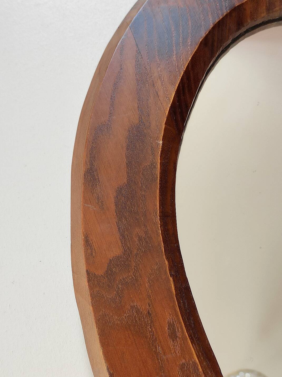 Vintage oval wooden mirror