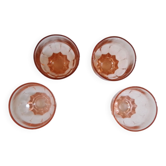 Set of 4 pink digestive glasses, Luminarc