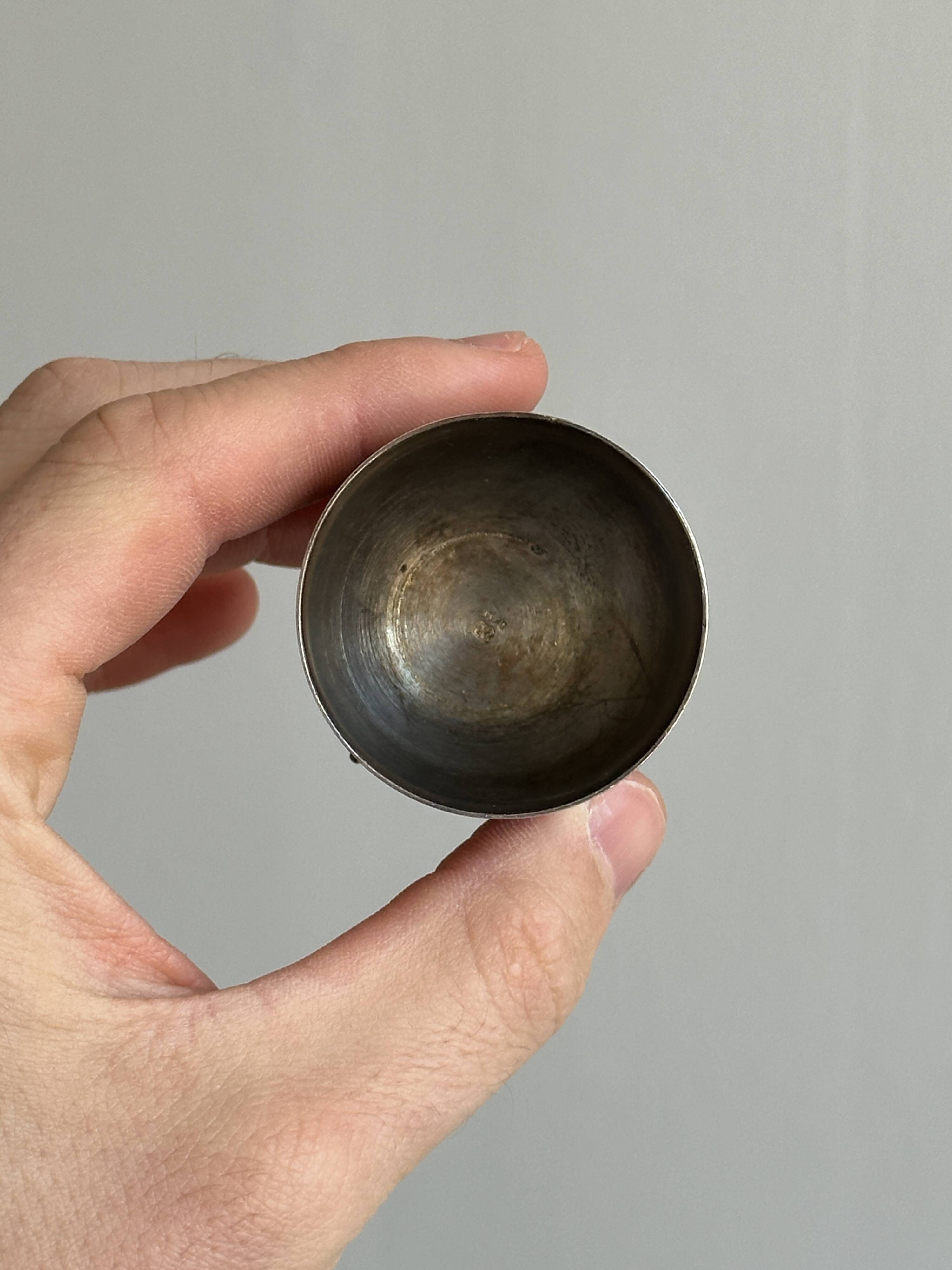Small vintage metal egg cup