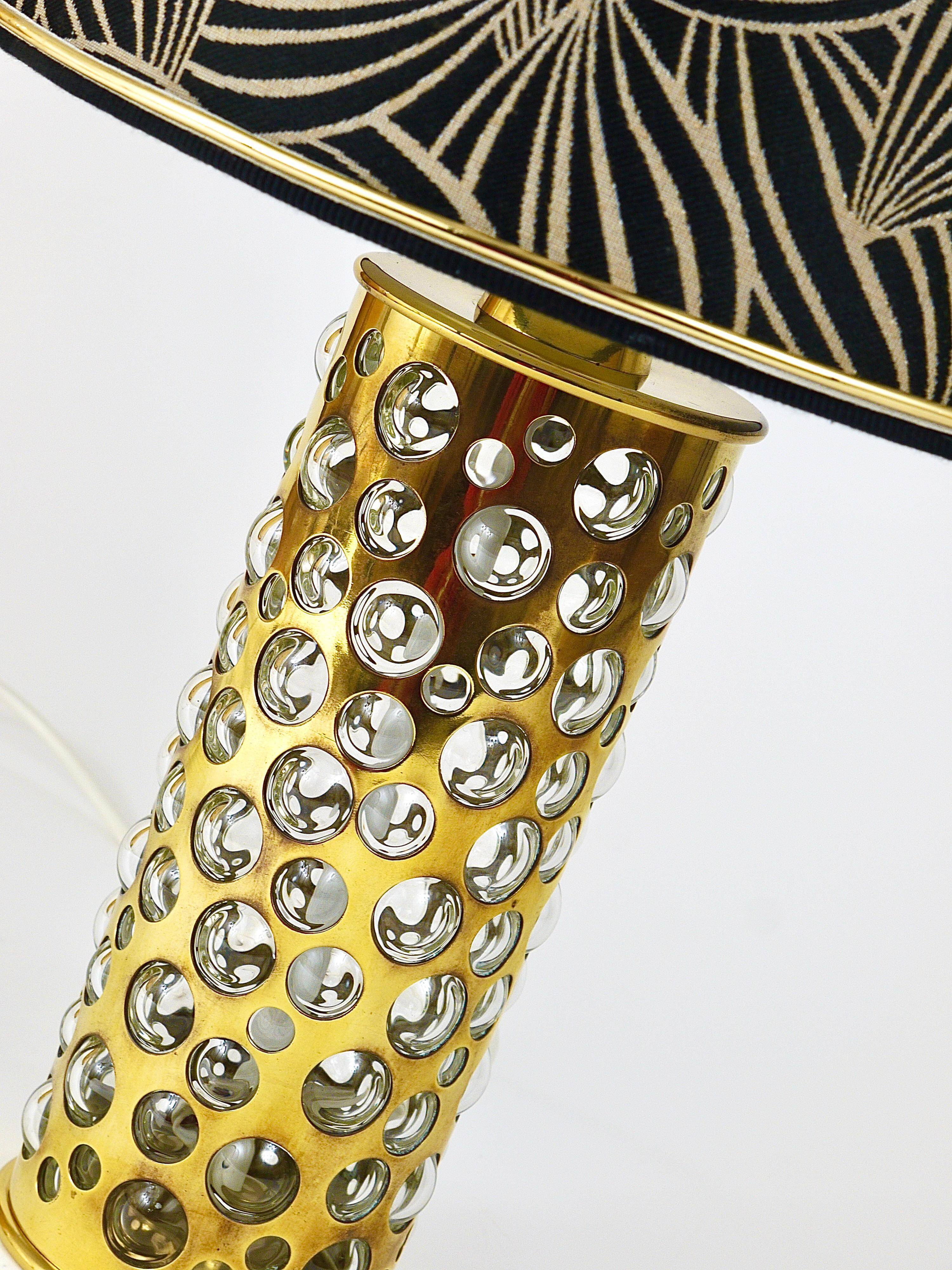 Rupert table lamp by Nikoll mid-century in brass tube and bubble glass, Austria, 1950s.