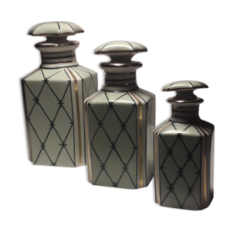 Set of 3 bottles in Limoges Art Deco porcelain
