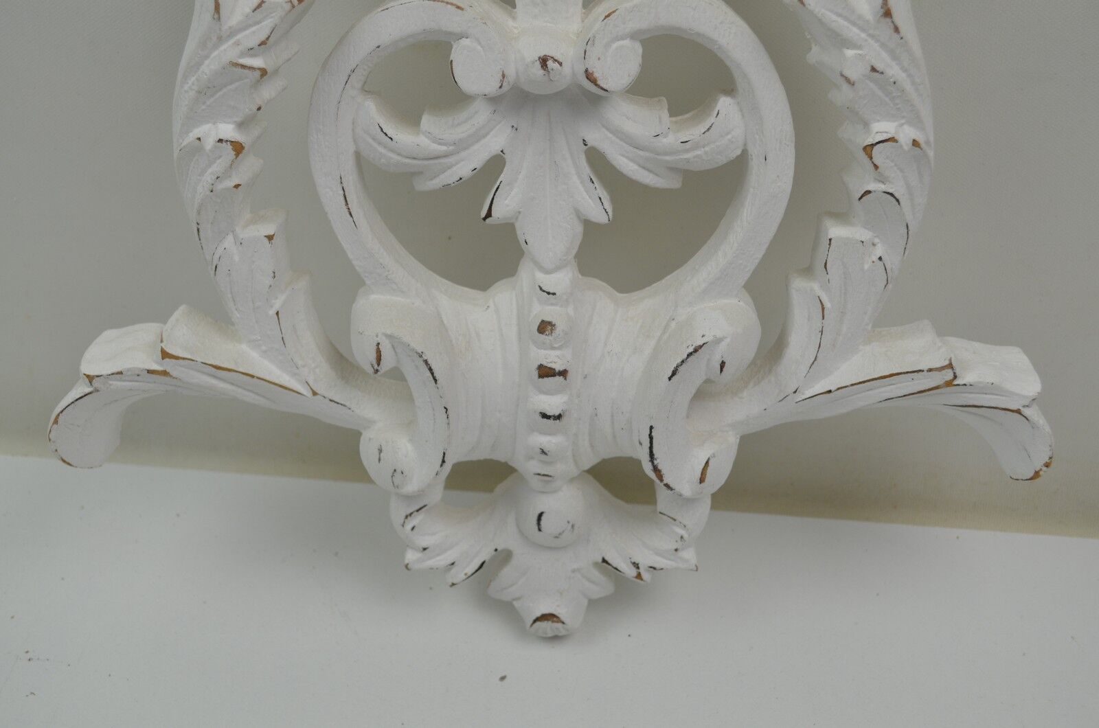 Pair of white patinated wood wall lamps
