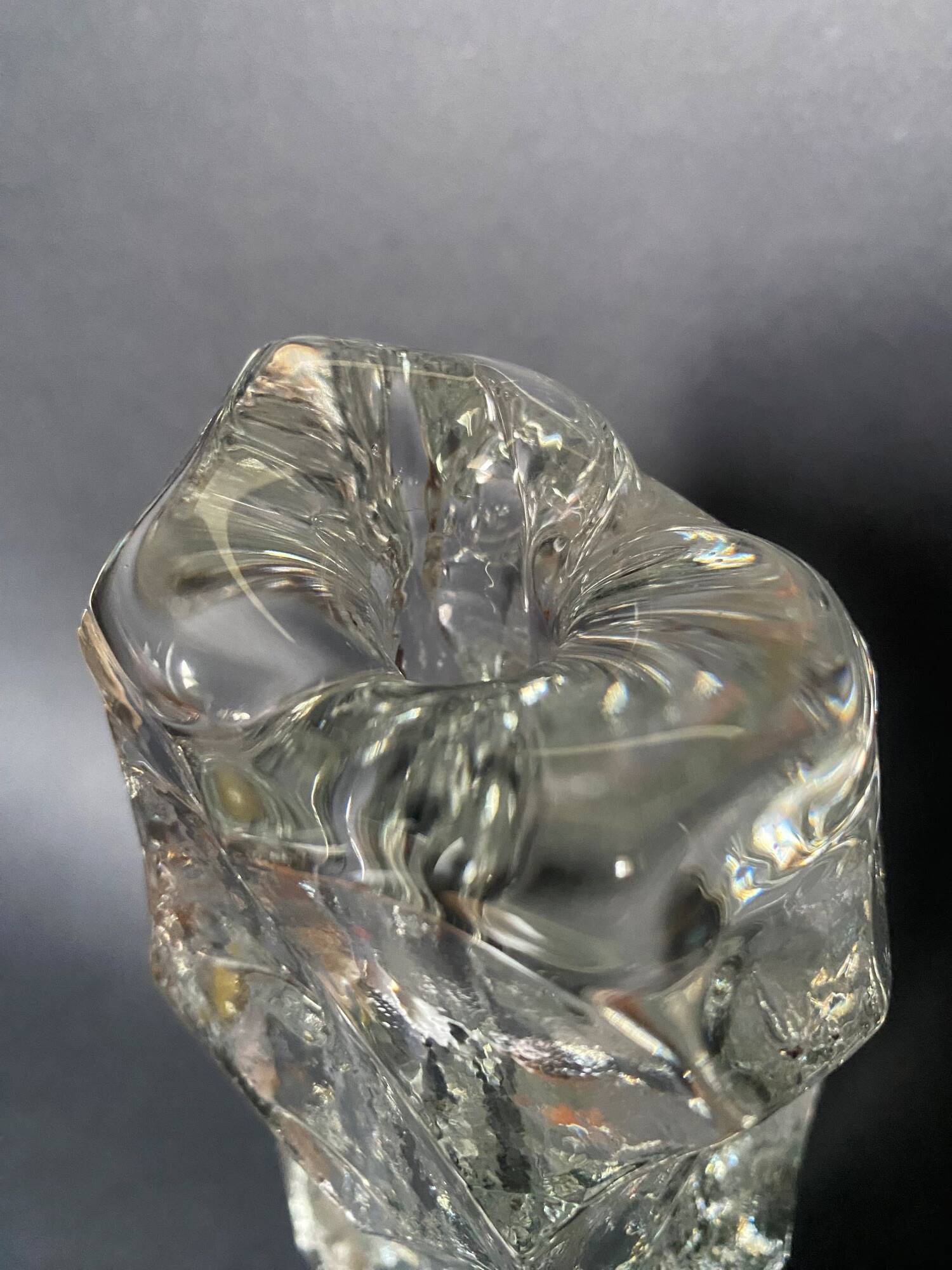 Vintage frosted glass vase from the 1970s